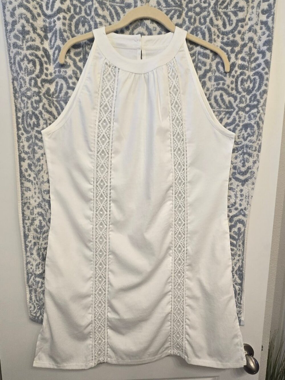 White Dress with Lace Patchwork